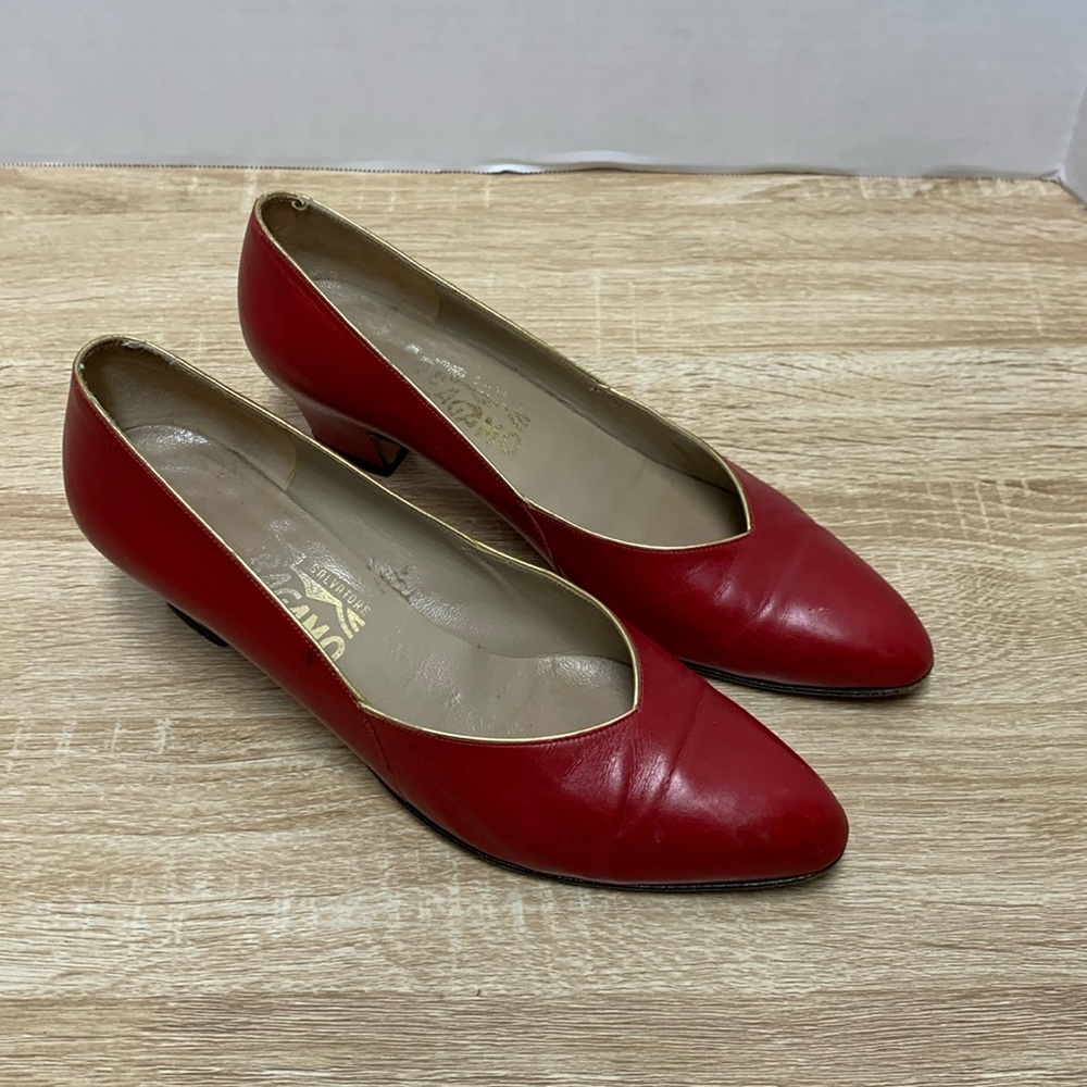 Salvatore Ferragamo Red Leather Heels